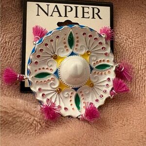 Napier Festive Sombrero Brooch with Pink and Multicolor Accents